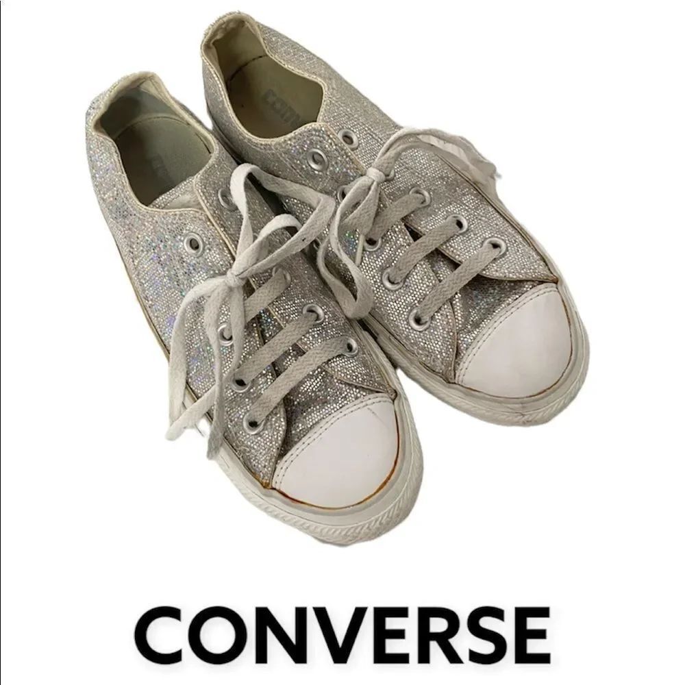 Converse Chuck Taylor All Star 109451F silver glitter lace up sneakers unisex 6